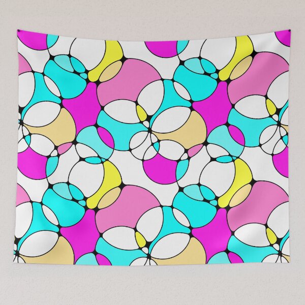 Item preview, Neurographic Joy Abstract Overlapping Shapes Magenta Pink Cyan Yellow  designed and sold by thecolorbirdie.