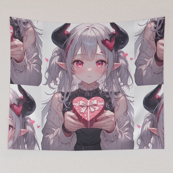 Item preview, Demon girl with Valentine's Day gift designed and sold by ArtsJulian.