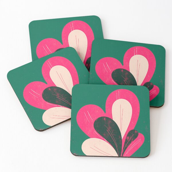 Item preview, Abstract Heart Flower – Modern Pink & Green Floral Art designed and sold by joycrysstudio.