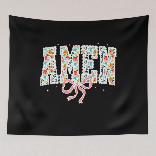 Item preview, Retro Boho Floral Amen Christian designed and sold by Spencerhowar.