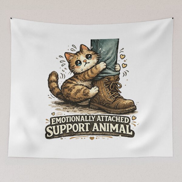 Item preview, Emotionally Attached Support Animal – Clingy Cat Illustration designed and sold by StrayaDesign.