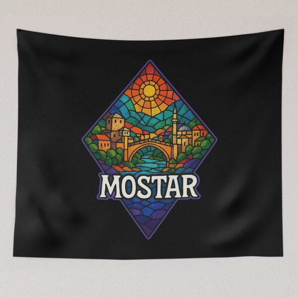 Item preview, Mostar Bosnia And Herzegovina Stained Glass designed and sold by TomFrontierArt.