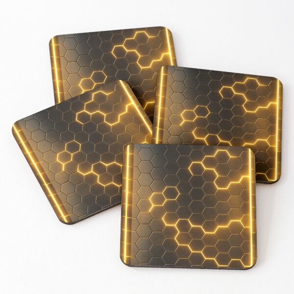 Item preview, Golden Hex Grid Glow designed and sold by Kaleidoscope Print.