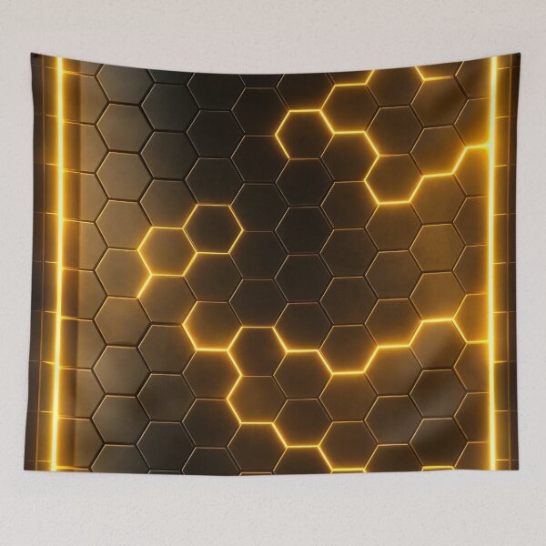 Item preview, Golden Hex Grid Glow designed and sold by Kaleidoscope Print.