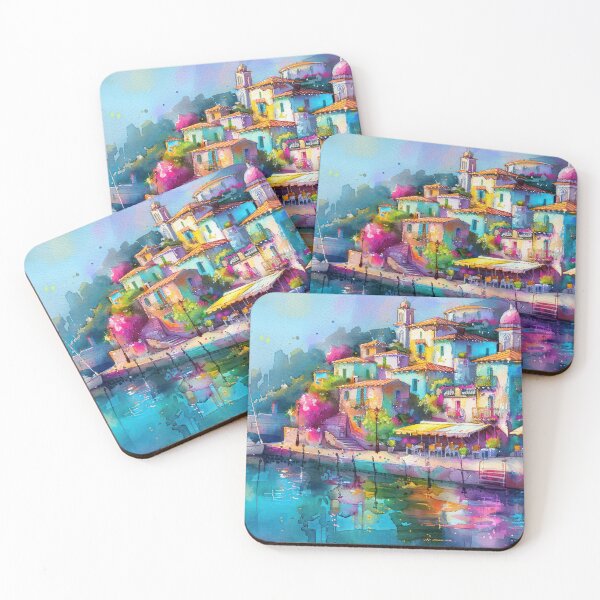 Item preview, Sunlit Harbor of a Painted Coast designed and sold by NeoNebulaArt.