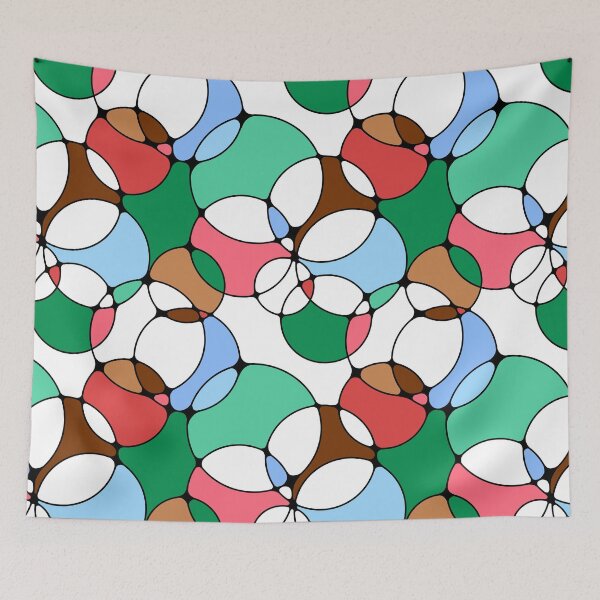 Item preview, Neurographic Joy Abstract Overlapping Shapes Green Coral Blue Brown  designed and sold by thecolorbirdie.