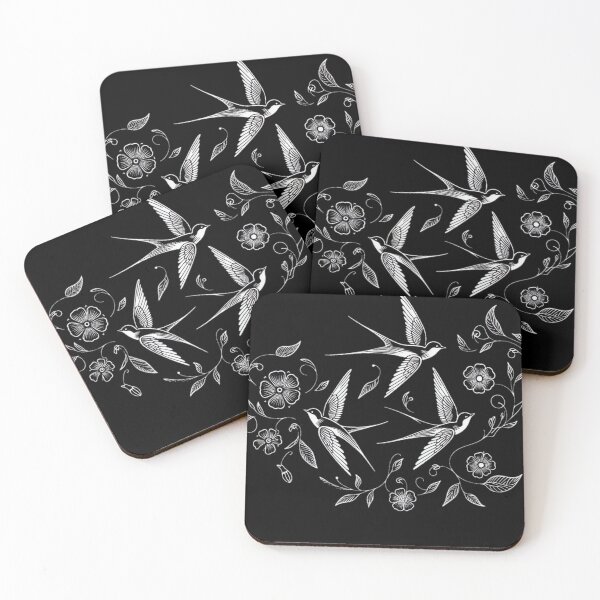 Item preview, Swallow and Floral Line Art Illustration for Romantic Nature Souls designed and sold by WildStroke.