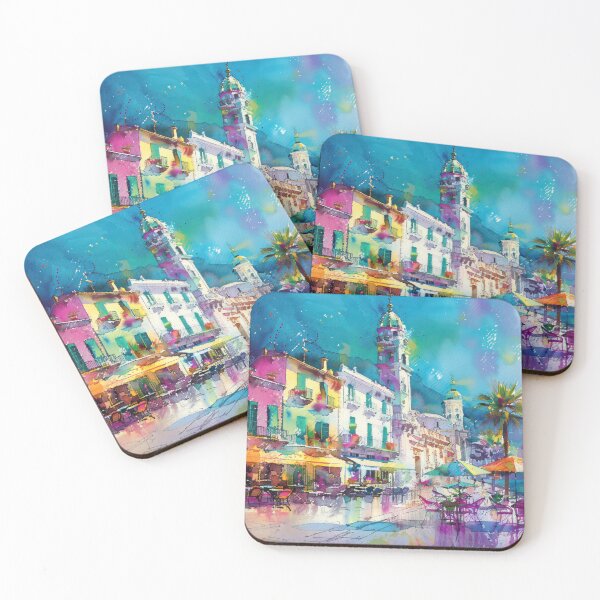 Item preview, Coastal Plaza Beneath a Turquoise Sky designed and sold by NeoNebulaArt.