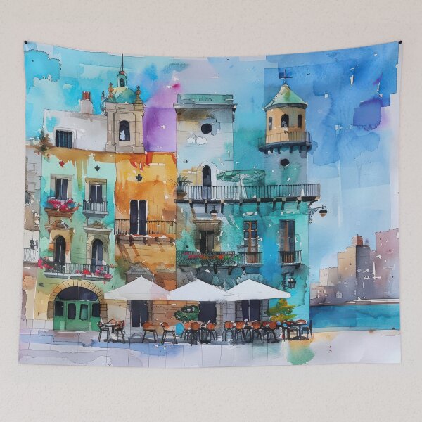Item preview, Colorwashed Facades by the Sea designed and sold by NeoNebulaArt.