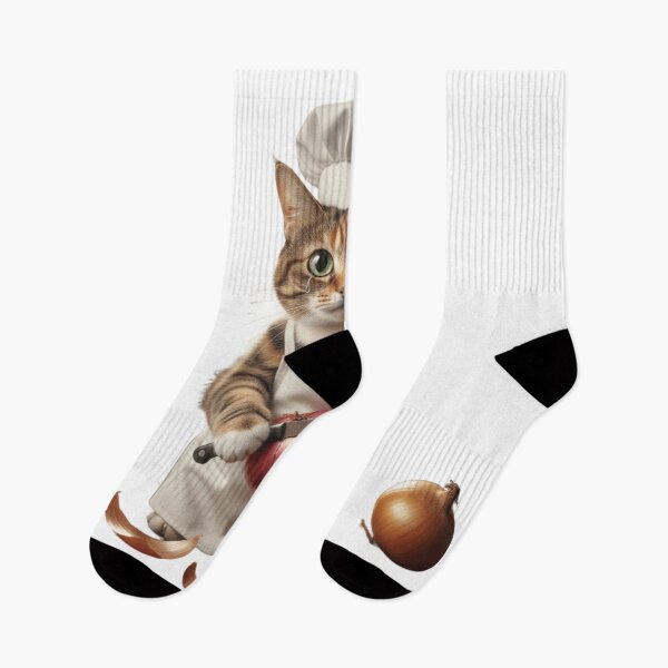 Item preview, Crying Cat Chef Peeling Onions - Sad But Cute Kitchen Humor Art designed and sold by Fatomfatom.