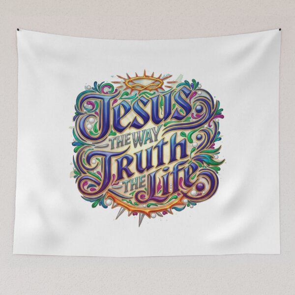 Item preview, Jesus The Way The Truth The Life - Vibrant Christian Typography Art. designed and sold by GraceGiggles.
