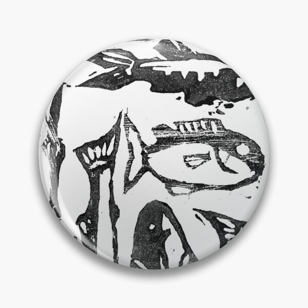 Item preview, Hand printed fish pattern linocut designed and sold by day-s.
