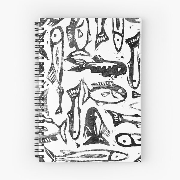 Item preview, Hand printed fish pattern linocut designed and sold by day-s.