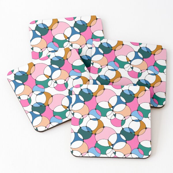 Item preview, Neurographic Joy Abstract Overlapping Shapes Pink Blue Green Peach designed and sold by thecolorbirdie.