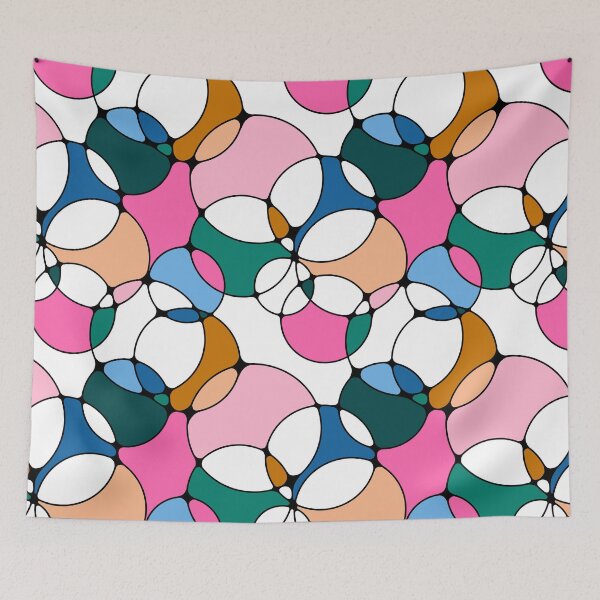 Item preview, Neurographic Joy Abstract Overlapping Shapes Pink Blue Green Peach designed and sold by thecolorbirdie.
