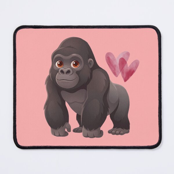 Item preview, Cute Gorilla with Hearts – Pink Cartoon Design designed and sold by elaine11111.