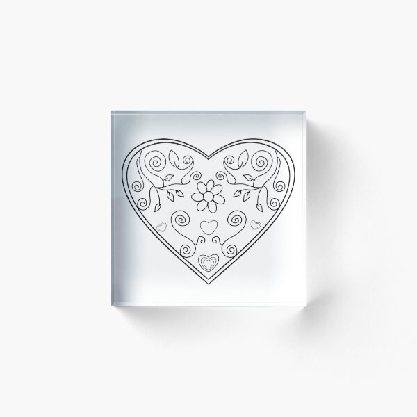 Item preview, Floral Heart Line Drawing designed and sold by AmaiDream.