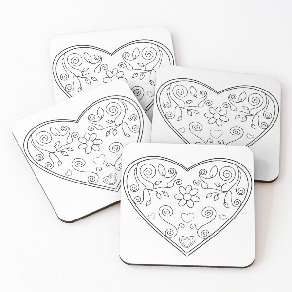 Item preview, Floral Heart Line Drawing designed and sold by AmaiDream.