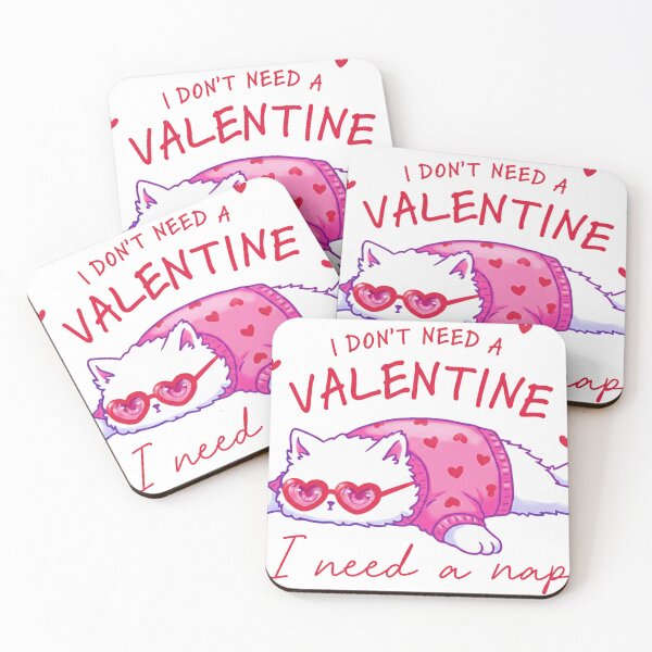 Item preview, I Don’t Need a Valentine I Need A Nap Lazy Cat designed and sold by SarahRoseZenaun.