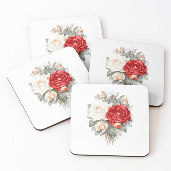 Item preview, Red and White Watercolor Roses – Elegant Floral Design designed and sold by Lagoutièrre.