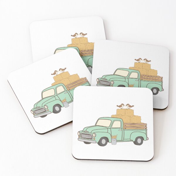 Item preview, Minimal Vintage Farm Truck with Hay and Birds designed and sold by Minimochi Art.
