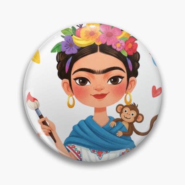 Item preview, Frida Kahlo’s Cartoon smile with rose, monkey, deer and parot illustration  designed and sold by Arte Cartoon From TagTeam Group.