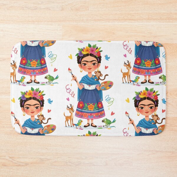 Item preview, Frida Kahlo’s Cartoon smile with rose, monkey, deer and parot illustration  designed and sold by Arte Cartoon From TagTeam Group.