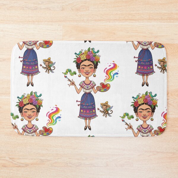Item preview, Frida Kahlo’s Cartoon smile with rose, monkey illustration  designed and sold by Arte Cartoon From TagTeam Group.