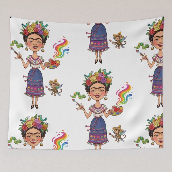 Item preview, Frida Kahlo’s Cartoon smile with rose, monkey illustration  designed and sold by Arte Cartoon From TagTeam Group.