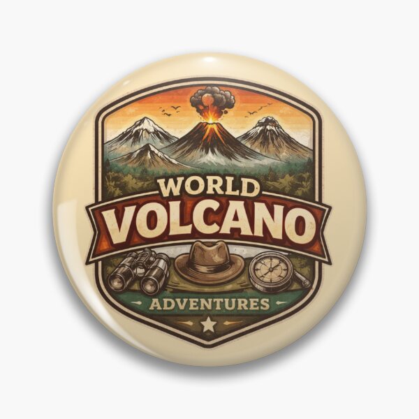 Item preview, World Volcano Adventures – Vintage Volcano Travel Badge Illustration designed and sold by Globalcitytees.