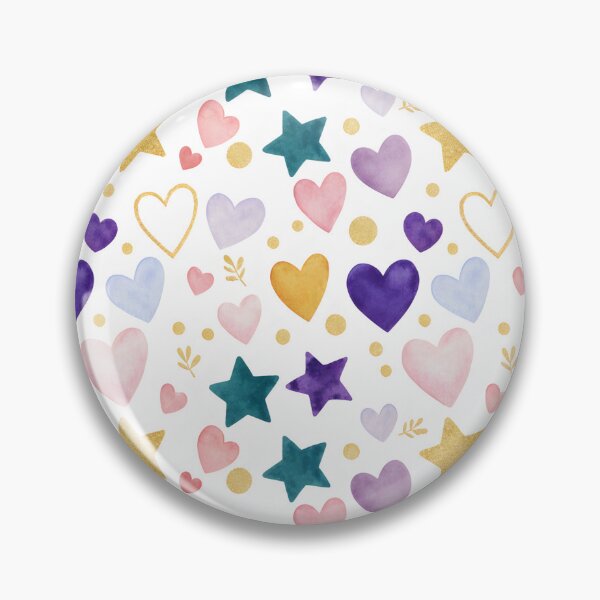 Item preview, Magical Hearts and Stars - Whimsical Watercolor Pattern with Gold Accents designed and sold by DraftNDreamShop.
