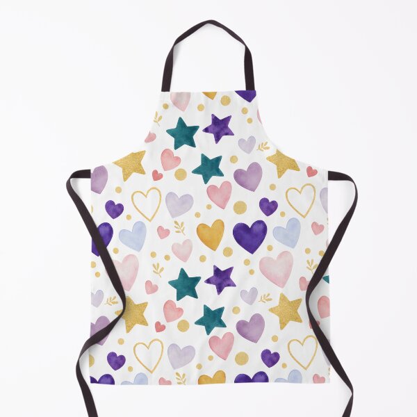 Item preview, Magical Hearts and Stars - Whimsical Watercolor Pattern with Gold Accents designed and sold by DraftNDreamShop.