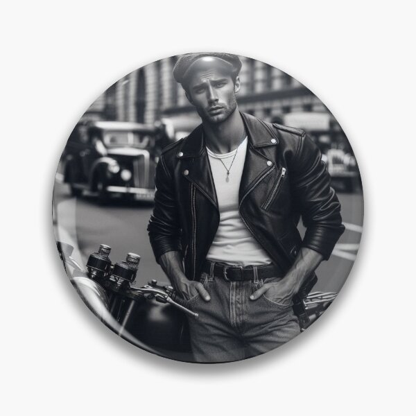 Item preview, Vintage Gay Leather Biker Hyperrealism Photographic Gay Pride Graphic Design designed and sold by ItsAKinkThing.