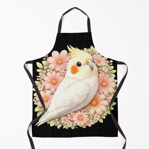 Item preview, Cute albino white cockatiel with pink daisy flowers designed and sold by lifewithbirds.