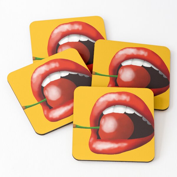 Item preview, Glossy Red Lips with Cherry Lollipop – Bold Pop Art Illustration designed and sold by CJ Creations.