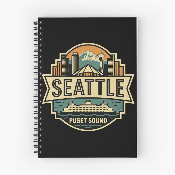 Item preview, Seattle Washington Skyline Puget Sound Retro Travel Badge  designed and sold by Imaginationbeyond.