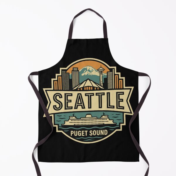 Item preview, Seattle Washington Skyline Puget Sound Retro Travel Badge designed and sold by Imaginationbeyond.