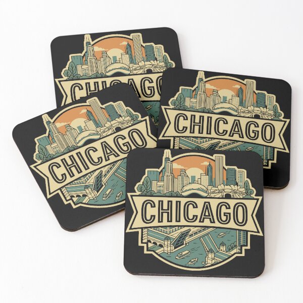 Item preview, Chicago Illinois Skyline Retro Travel Badge  designed and sold by Imaginationbeyond.