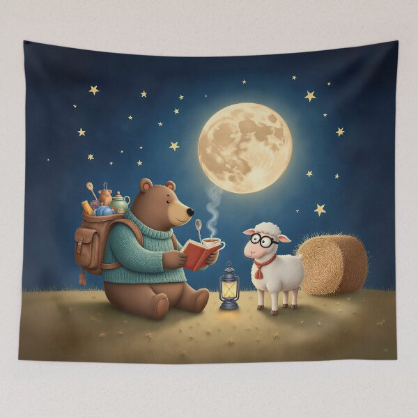 Item preview, Moonlight Stories – Cozy Whimsical Night Illustration designed and sold by Whimsical Hug.