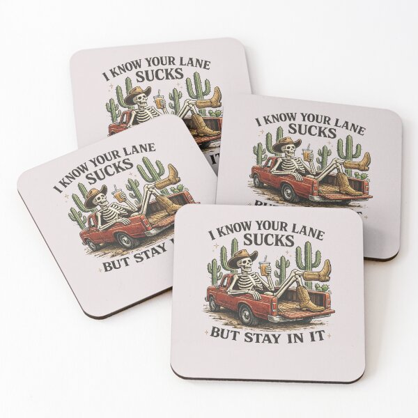 Item preview, I Know Your Lane Sucks But Stay In It – Funny Skeleton Cowboy Sarcastic  designed and sold by Golden Blaze Studio.