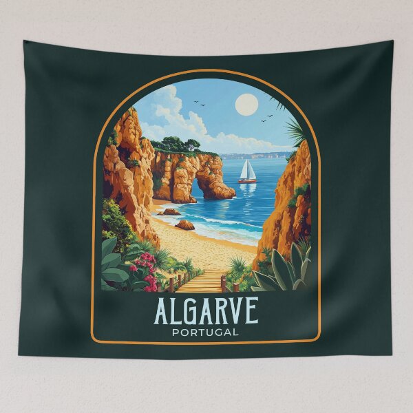 Item preview, Algarve Portugal Vintage Travel Illustration designed and sold by HomeLivingCo.