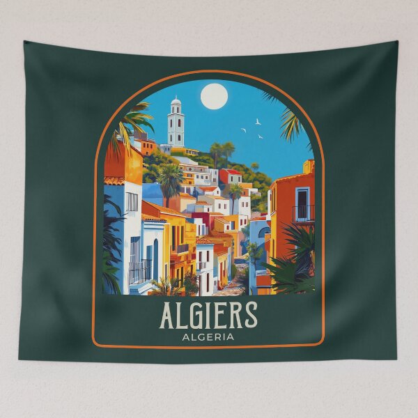 Artikelvorschau, Vintage-Reiseillustration von Algier entworfen und verkauft von HomeLivingCo.