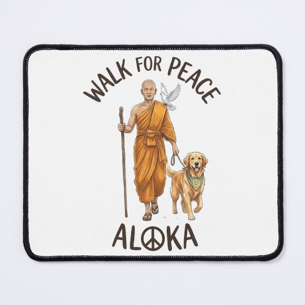 Item preview, Buddhist Monk Walk for Peace Aloka Line Art Dove Dog  designed and sold by CristHuds.