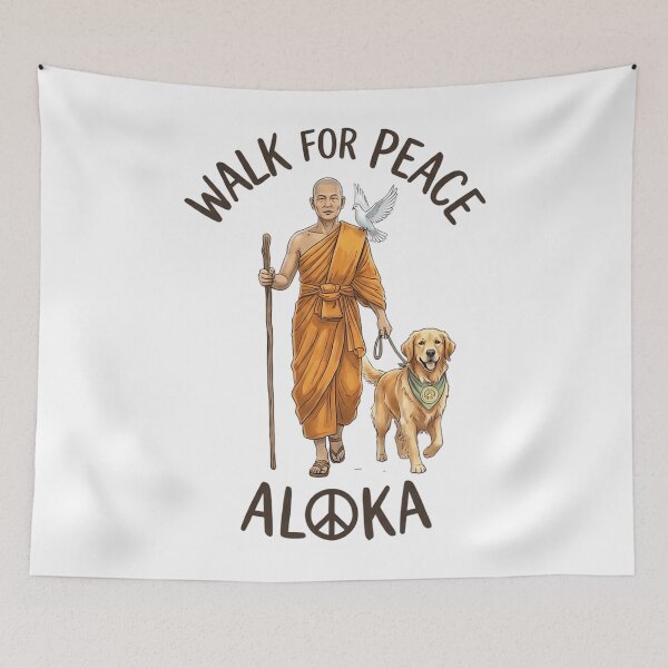 Item preview, Buddhist Monk Walk for Peace Aloka Line Art Dove Dog  designed and sold by CristHuds.