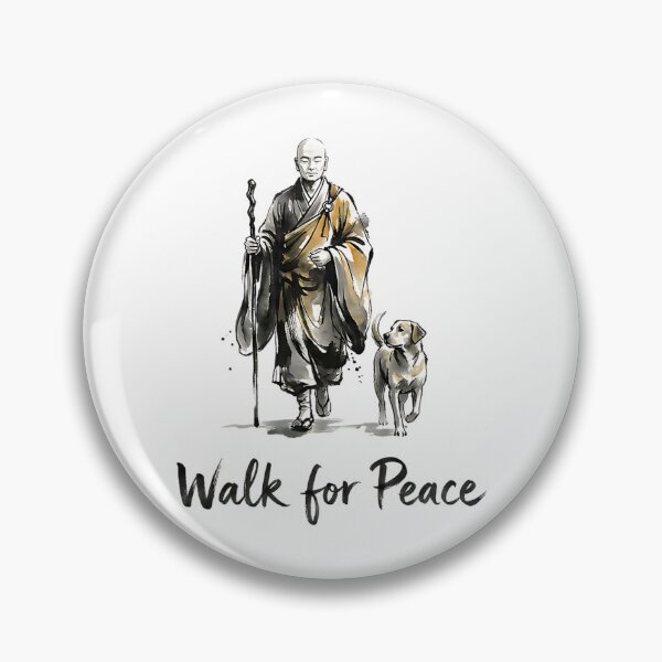 Item preview, Minimalist Zen Art Walk for Peace Monks with Aloka Dog  designed and sold by CristHuds.