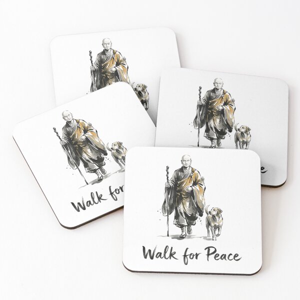 Item preview, Minimalist Zen Art Walk for Peace Monks with Aloka Dog  designed and sold by CristHuds.