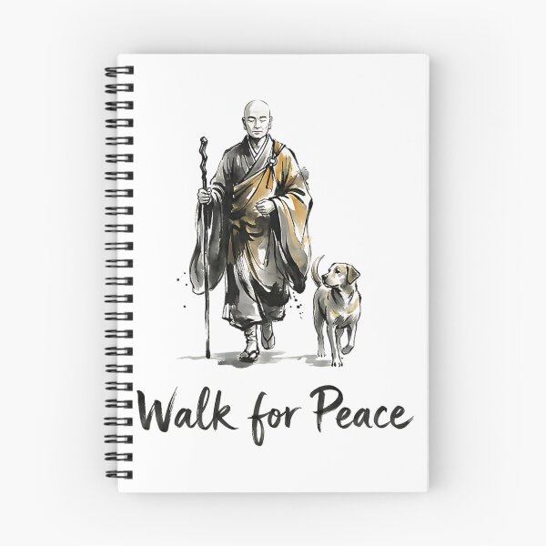 Item preview, Minimalist Zen Art Walk for Peace Monks with Aloka Dog  designed and sold by CristHuds.