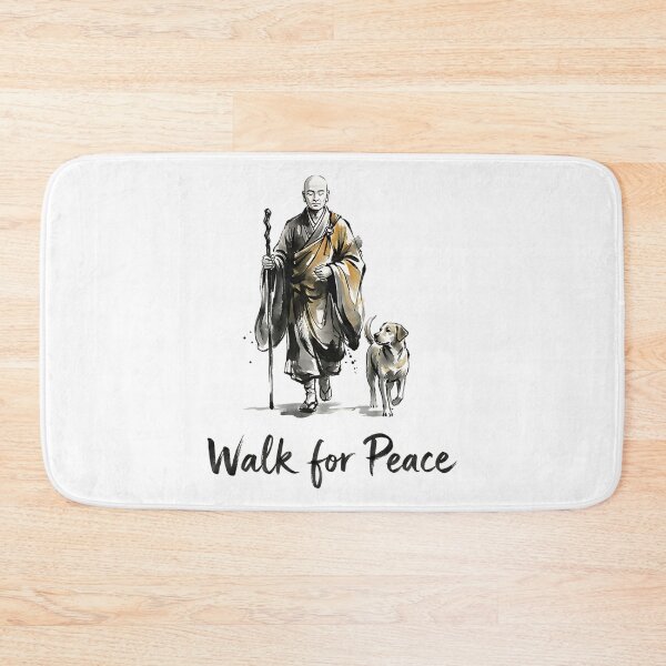 Item preview, Minimalist Zen Art Walk for Peace Monks with Aloka Dog  designed and sold by CristHuds.