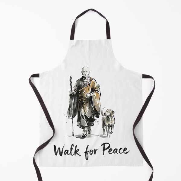 Item preview, Minimalist Zen Art Walk for Peace Monks with Aloka Dog designed and sold by CristHuds.