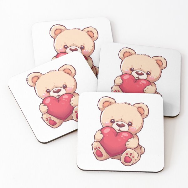 Item preview, Cute Kawaii Teddy Bear Holding Heart – Romantic Love Art designed and sold by Pigmentra.